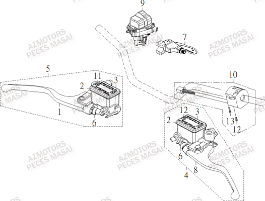 Commandes Au Guidon MASAI Pieces S900 CROSSOVER