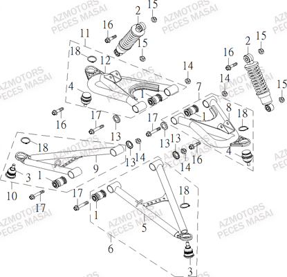 SUSPENSION AVANT AZMOTORS S900 CROSSOVER