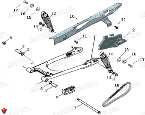 BRAS OSCILLANT-SUSPENSION ARRIERE pour SCRAMBLER 125