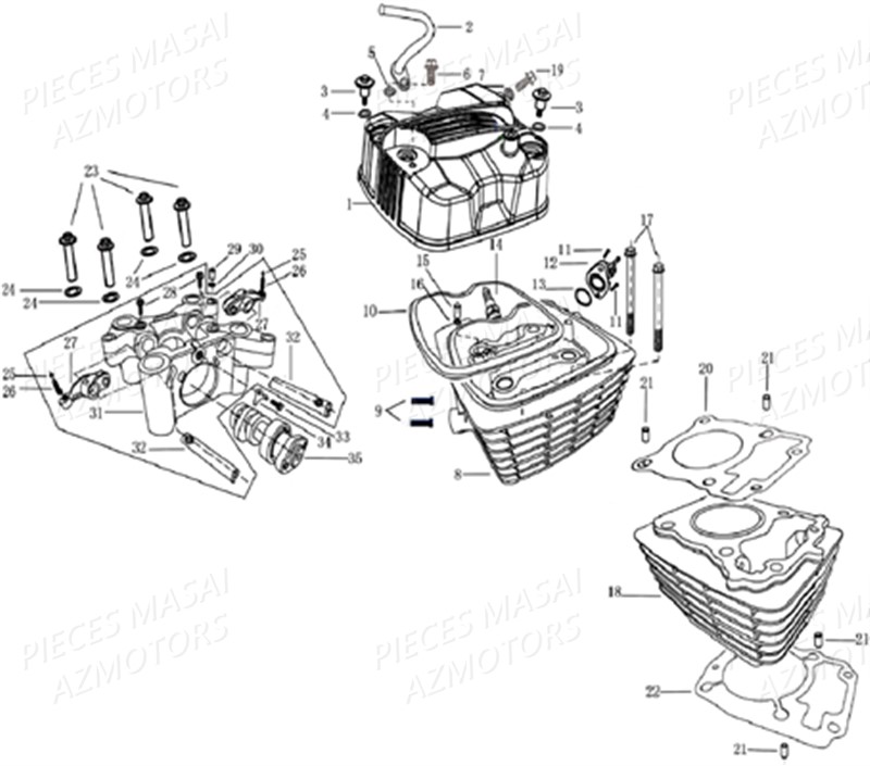 CULASSE CYLINDRE AZMOTORS SCRAMBLER 125