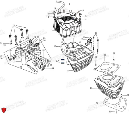 CULASSE_ET_CYLINDRE MASAI Pièces Moto SCRAMBLER 125cc