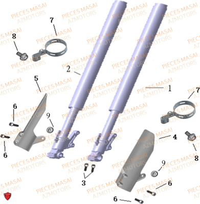 Fourche MASAI Pièces Moto SCRAMBLER 125cc Carbu
