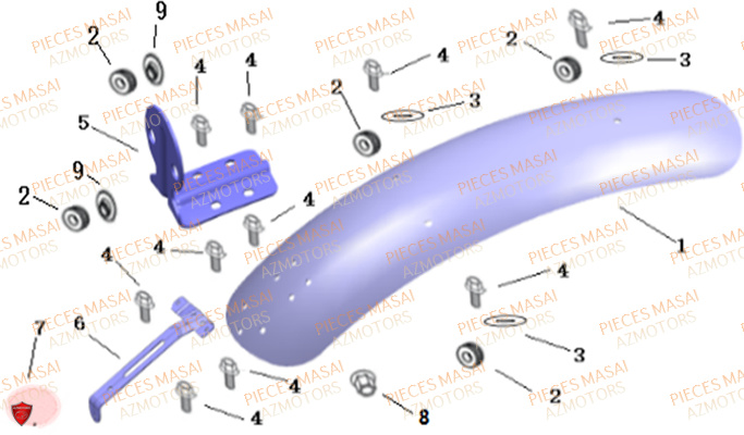 Garde Boue Arriere MASAI Pièces Moto SCRAMBLER 125cc Carbu