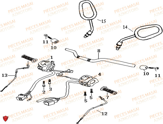Guidon MASAI Pièces Moto SCRAMBLER 125cc Carbu