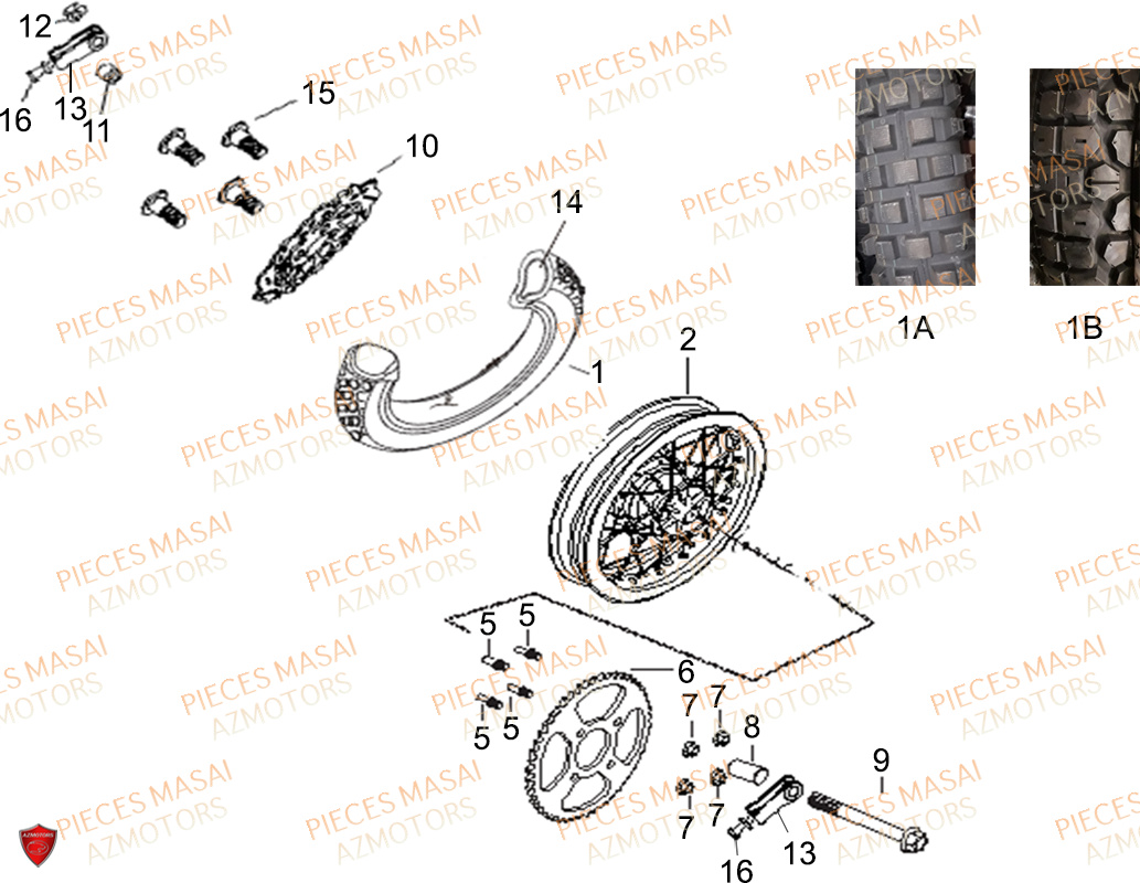 ROUE ARRIERE MASAI SCRAMBLER 125