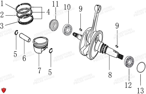 VILEBREQUIN_PISTON MASAI Pièces Moto SCRAMBLER 125cc