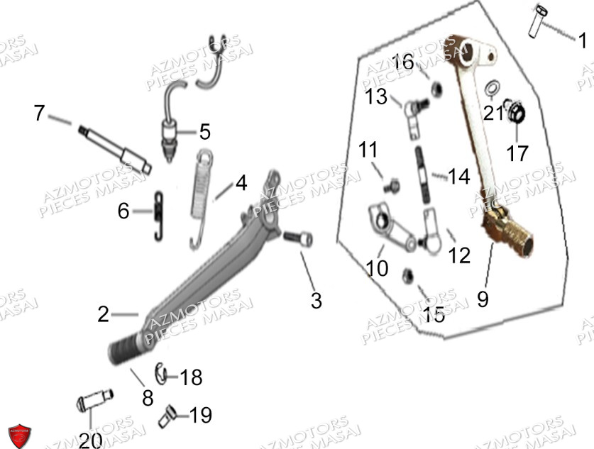 Bequille Levier Select Vit No Serie Xxxxxxs12xxpu MASAI Pièces Moto SCRAMBLER 125cc 2021