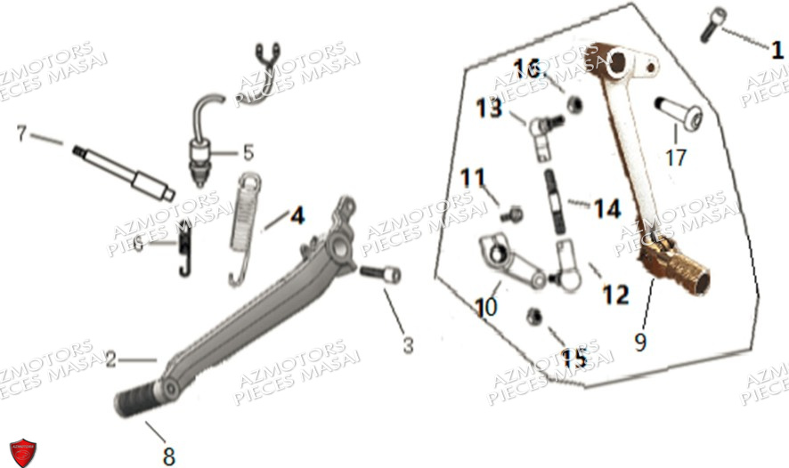 Bequille Leviers No Serie Xxxs12xxmu Xxs12xxnu MASAI Pièces Moto SCRAMBLER 125cc 2021