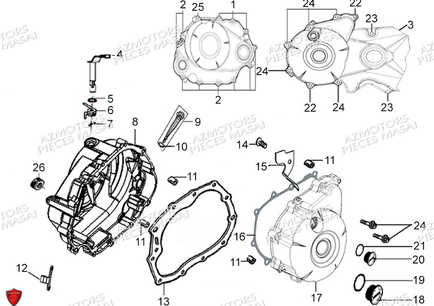 Cache Carter No Serie Xxxxxxs12xxpu MASAI Pièces Moto SCRAMBLER 125cc 2021