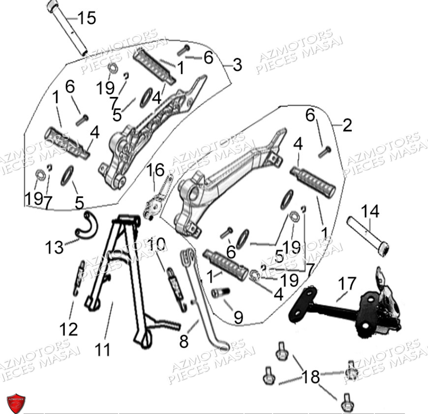 Cale Pied No Serie Xxxxxxs12xxpu MASAI Pièces Moto SCRAMBLER 125cc 2021