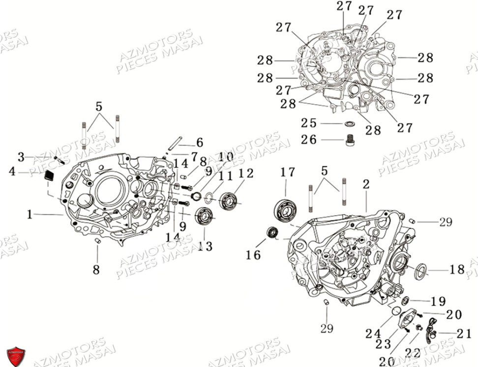 Carter Moteur No Serie Xxxs12xxmu Xxs12xxnu MASAI Pièces Moto SCRAMBLER 125cc 2021
