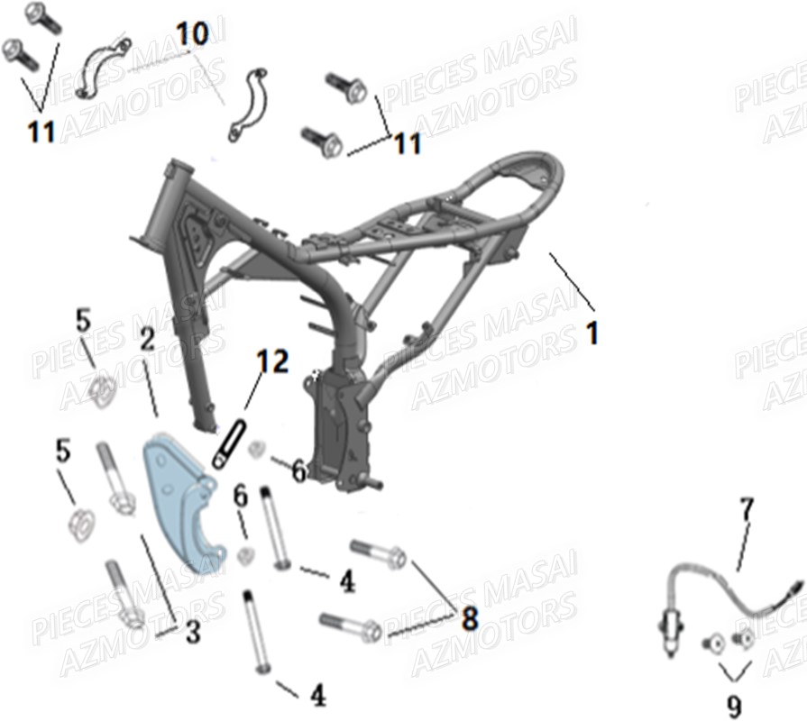CHASSIS MASAI Pièces Moto SCRAMBLER 125cc