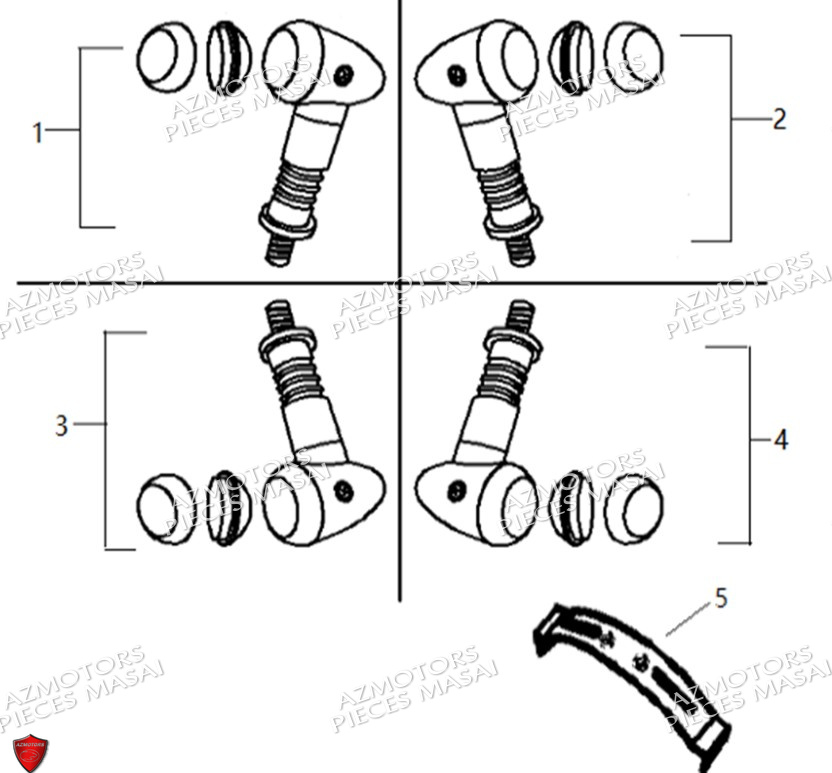 Clignotants No Serie Xxxxxxs12xxpu MASAI Pièces Moto SCRAMBLER 125cc 2021