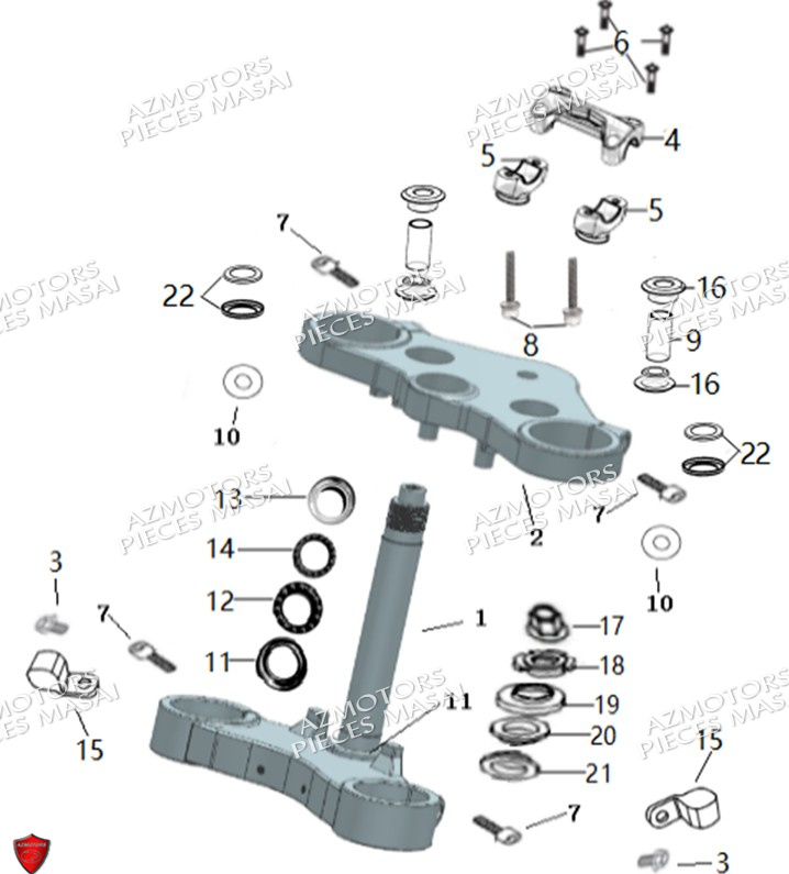 Colonne De Direction No Serie Xxxxxxs12xxpu MASAI Pièces Moto SCRAMBLER 125cc 2021