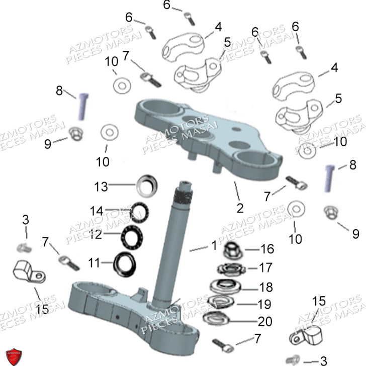Colonne Direction No Serie Xxxs12xxmu Xxs12xxnu MASAI Pièces Moto SCRAMBLER 125cc 2021
