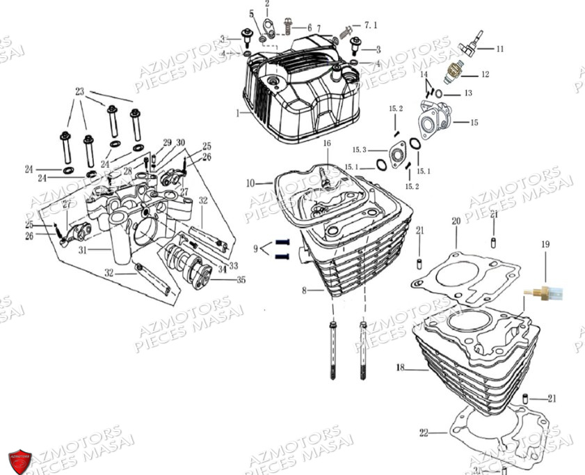 Culasse Cylindre No Serie Xxxs12xxmu Xxs12xxnu MASAI Pièces Moto SCRAMBLER 125cc 2021