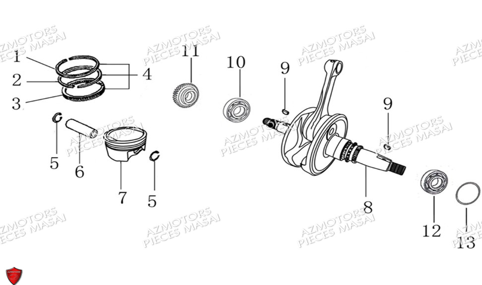 Embiellage Piston No Serie Xxxs12xxmu Xxs12xxnu MASAI Pièces Moto SCRAMBLER 125cc 2021