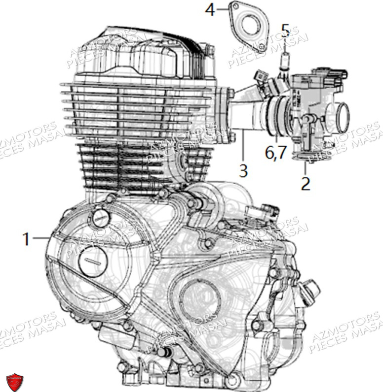 Ensemble Moteur No Serie Xxxxxxs12xxpu MASAI Pièces Moto SCRAMBLER 125cc 2021