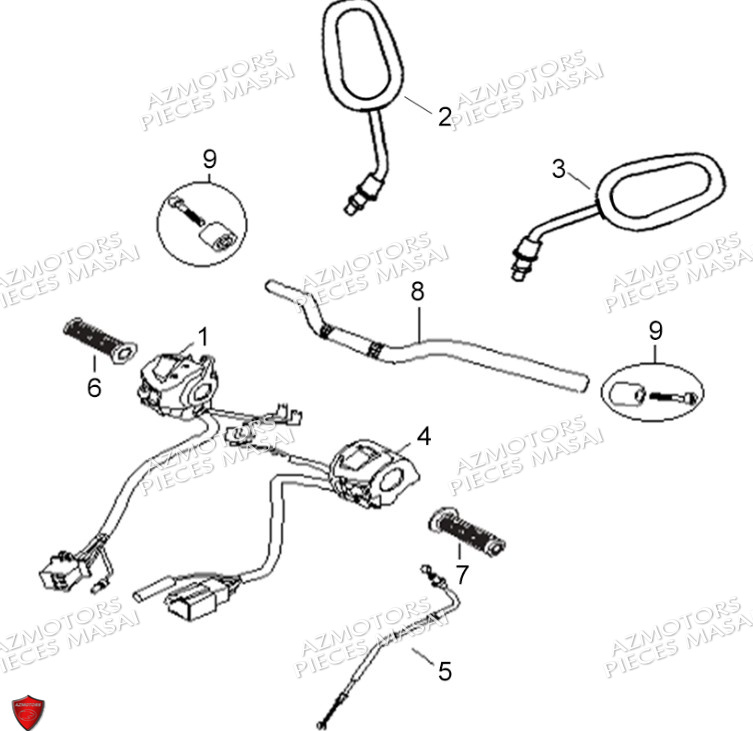 Guidon Commodo Retro No Serie Xxxs12xxmu Xxs12xxnu MASAI Pièces Moto SCRAMBLER 125cc 2021