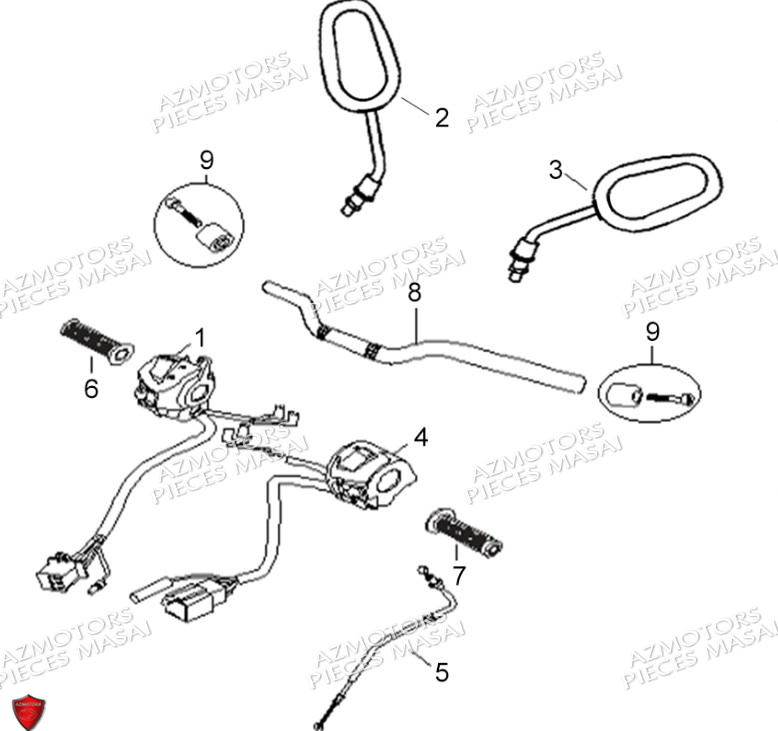 Guidon Commodo Retroviseur No Serie Xxxxxxs12xxpu MASAI Pièces Moto SCRAMBLER 125cc 2021
