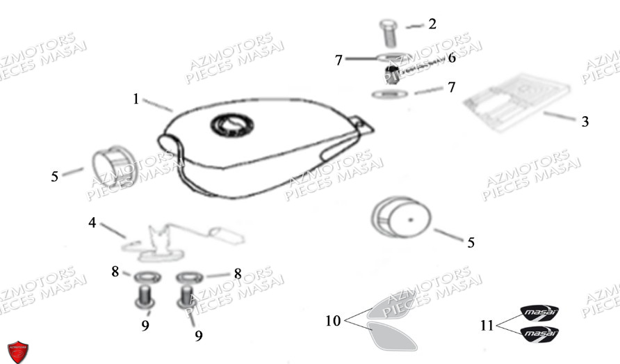 Reservoir A Carb No Serie Xxxs12xxmu Xxs12xxnu MASAI Pièces Moto SCRAMBLER 125cc 2021