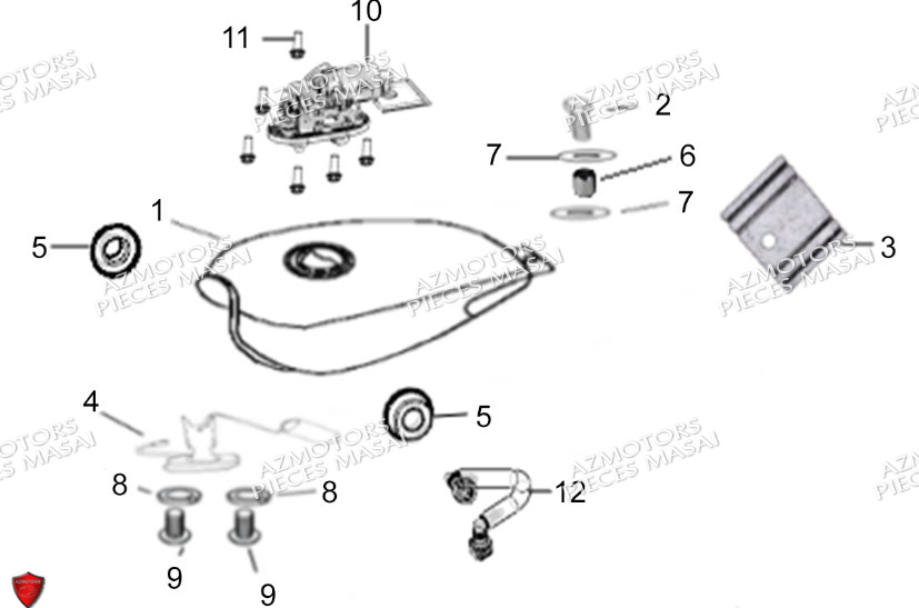 Reservoir A Carburant No Serie Xxxxxxs12xxpu MASAI Pièces Moto SCRAMBLER 125cc 2021