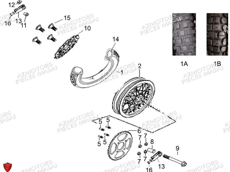 Roue Arriere No Serie Xxxs12xxmu Xxs12xxnu MASAI Pièces Moto SCRAMBLER 125cc 2021