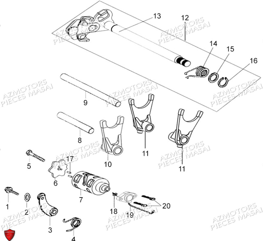 Selection Vitesses Barillet No Serie Xxxxxxs12xxpu MASAI Pièces Moto SCRAMBLER 125cc 2021