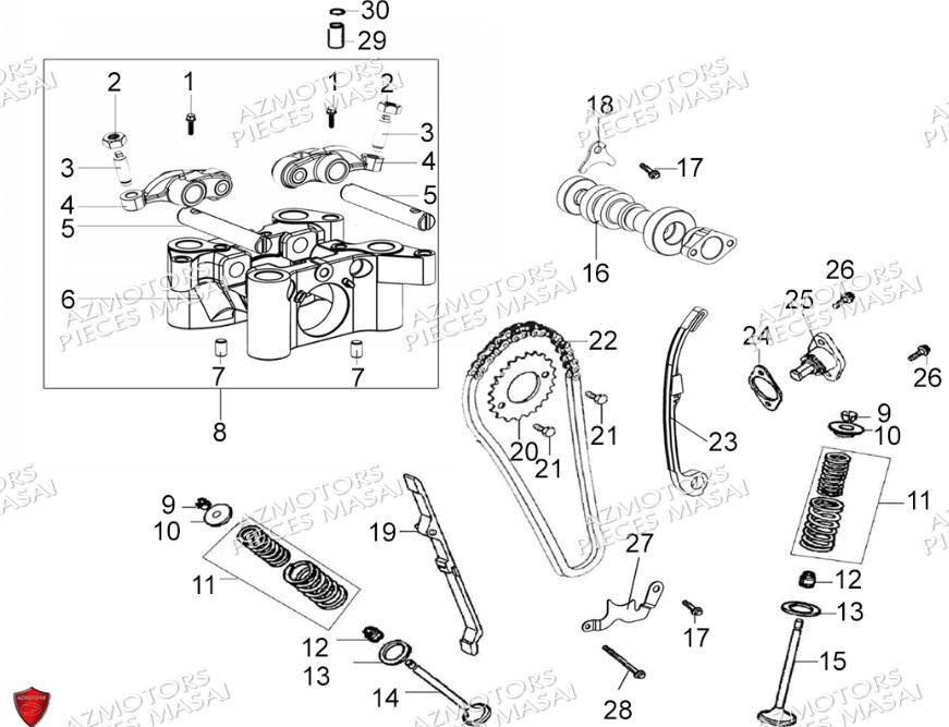 Soupapes No Serie Xxxxxxs12xxpu MASAI Pièces Moto SCRAMBLER 125cc 2021