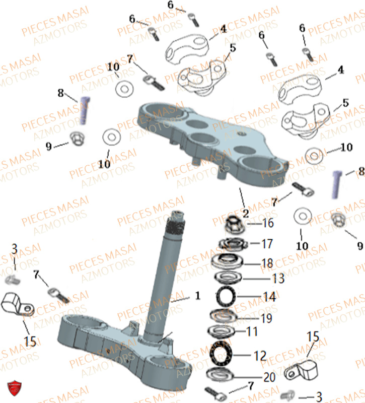 Colonne De Direction MASAI Pièces Moto SCRAMBLER 125cc Euro4