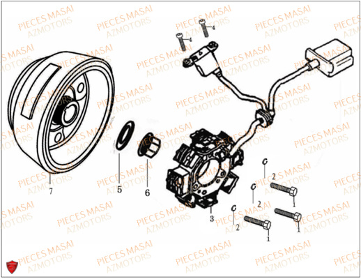 Generateur MASAI Pièces Moto SCRAMBLER 125cc Euro4