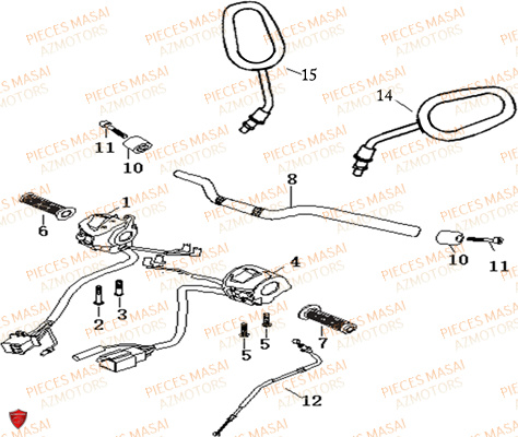 Guidon MASAI Pièces Moto SCRAMBLER 125cc Euro4