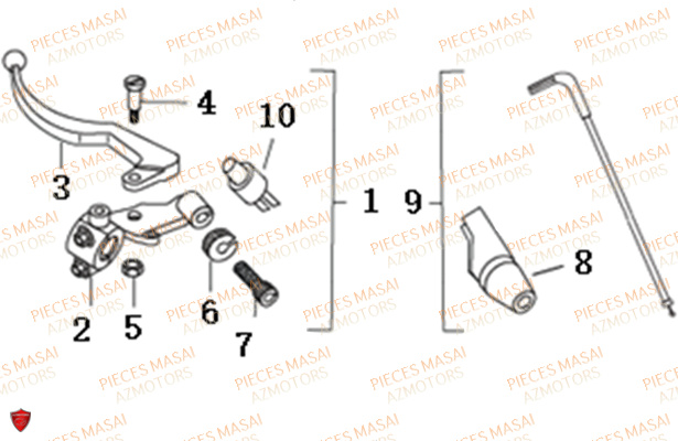 Levier Embrayage MASAI Pièces Moto SCRAMBLER 125cc Euro4