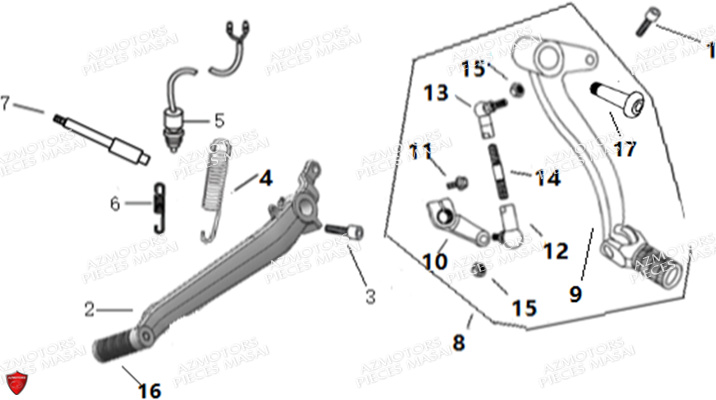 PEDALE FREIN-SELECTEUR VITESSES pour SCRAMBLER 125 E4