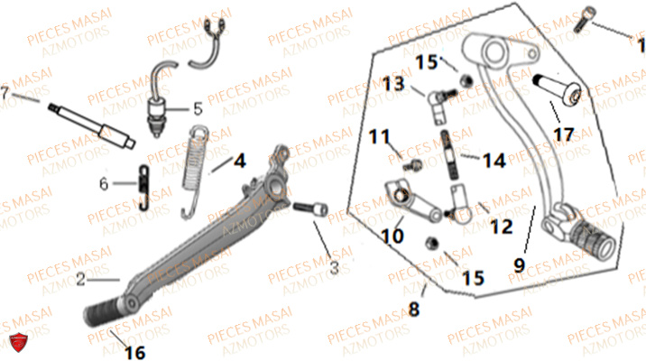 Pedale Frein MASAI Pièces Moto SCRAMBLER 125cc Euro4