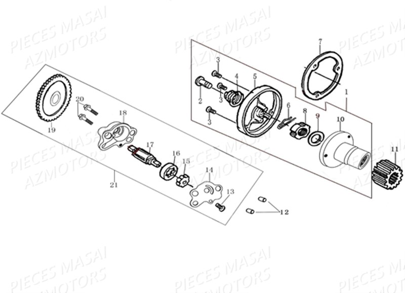 POMPE ET FILTRE A HUILE AZMOTORS SCRAMBLER 125 E4