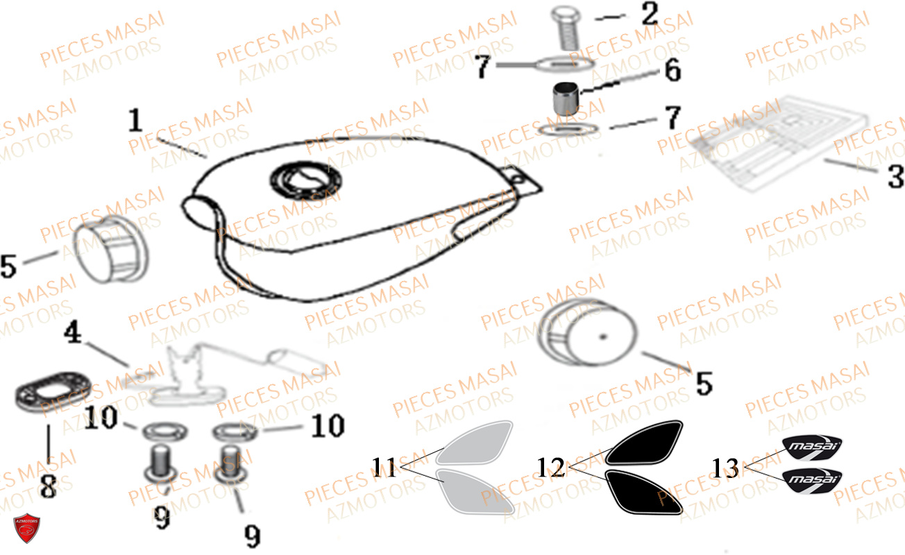 Reservoir MASAI Pièces Moto SCRAMBLER 125cc Euro4