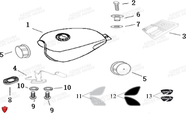 RESERVOIR_A_CARBURANT MASAI Pièces Moto SCRAMBLER 125cc