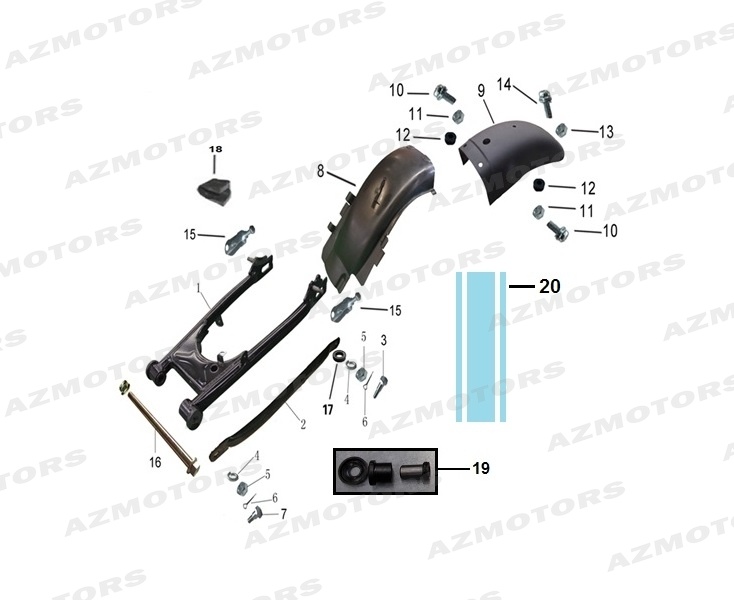 AXE BRAS OSCILL 70/SCR/75/VIN/CR (Mash) pour BRAS OSCILLANT GARDE BOUE ARRIERE de SCRAMBLER 125 MASH