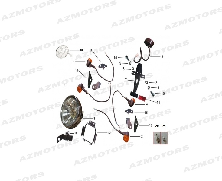 FEU AR  70/SCR/75/VIN/CR/2-50  ECROU 117100006000A (Mash) pour PHARE de SCRAMBLER 125 MASH