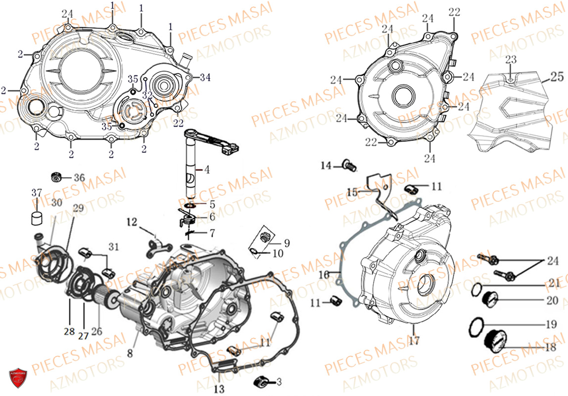 CACHE_CARTER MASAI Pièces Moto SCRAMBLER 125cc S