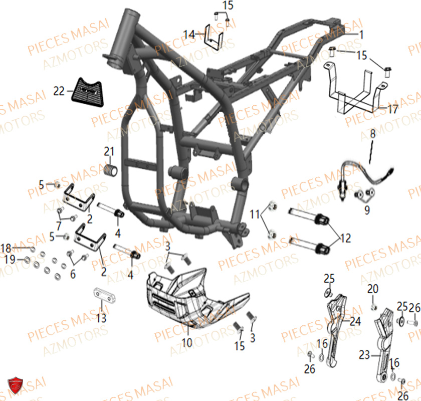 Chassis MASAI Pièces Moto SCRAMBLER 125cc SPORT