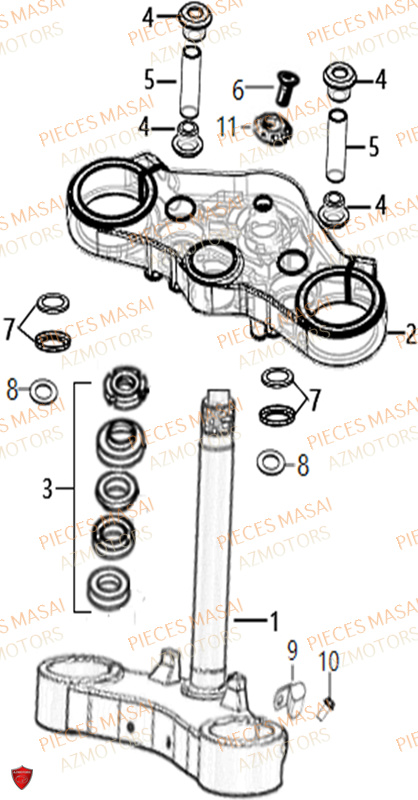 Colonne Direction MASAI Pièces Moto SCRAMBLER 125cc SPORT