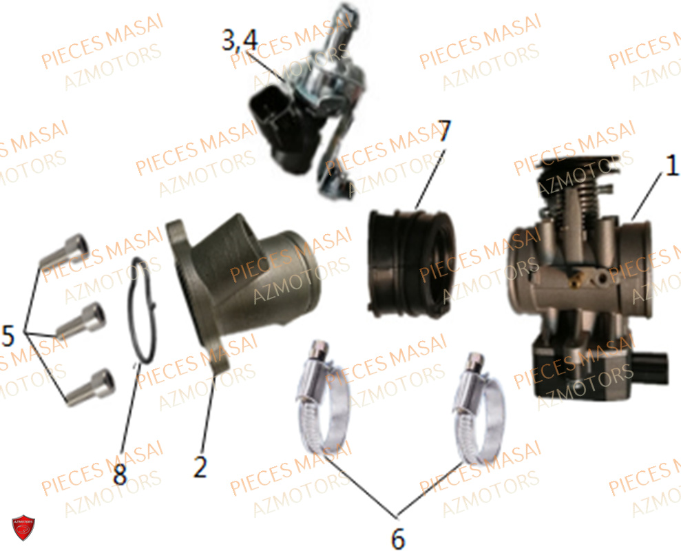 Debitmetre Pipe Admission MASAI Pièces Moto SCRAMBLER 125cc SPORT