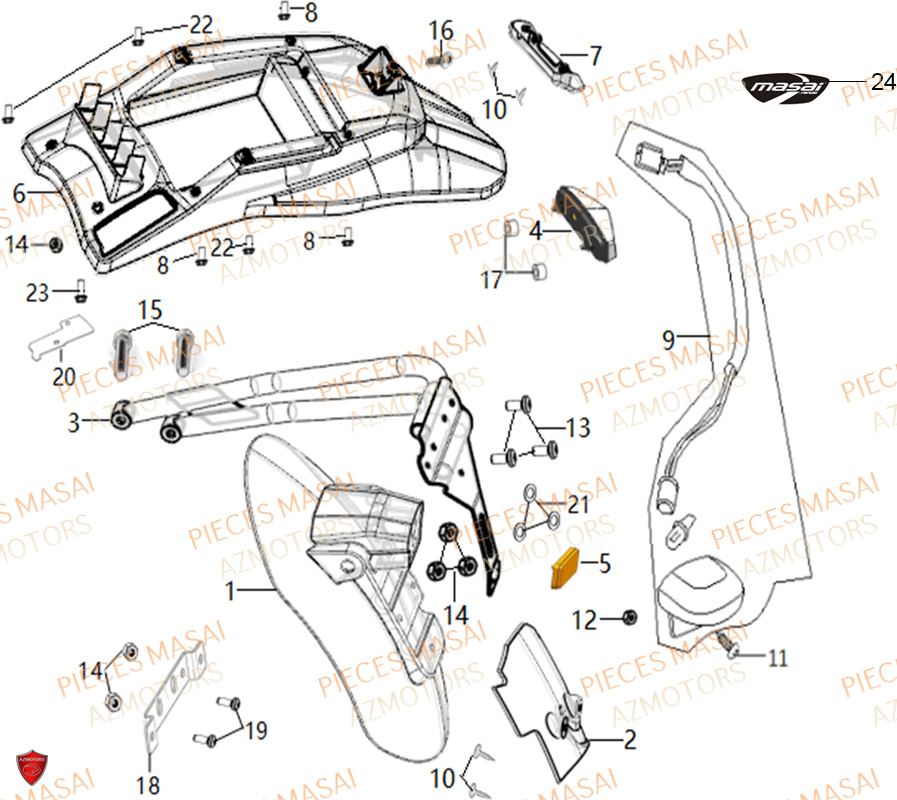 Garde Boue Arriere MASAI Pièces Moto SCRAMBLER 125cc SPORT