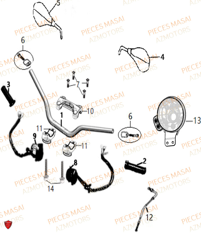 GUIDON COMMODO RETROVISEURS pour SCRAMBLER 125 SPORT