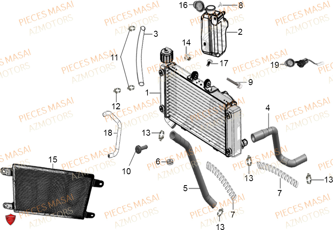 Radiateur MASAI Pièces Moto SCRAMBLER 125cc SPORT