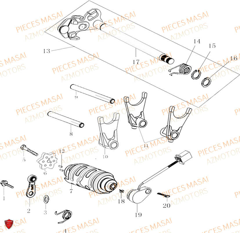 Selection Vitesses Barillet MASAI Pièces Moto SCRAMBLER 125cc SPORT