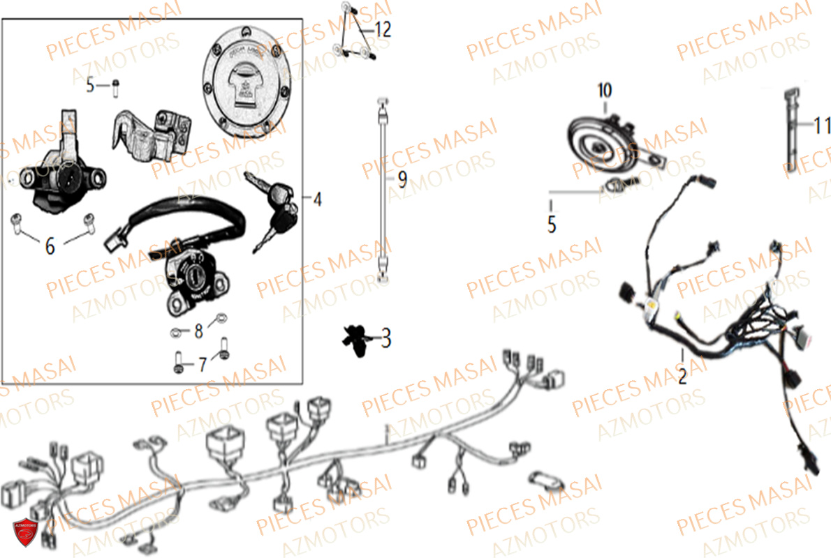 Systeme Electrique MASAI Pièces Moto SCRAMBLER 125cc SPORT