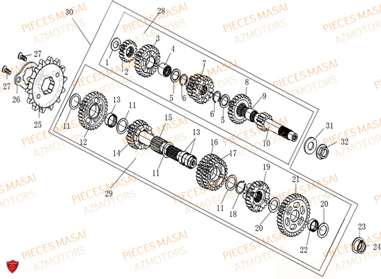 Transmission MASAI Pièces Moto SCRAMBLER 125cc SPORT